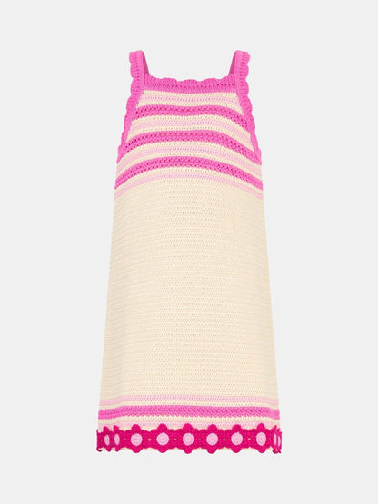 Angels By Accessorize Pink Flower Knit Crochet Dress image 1