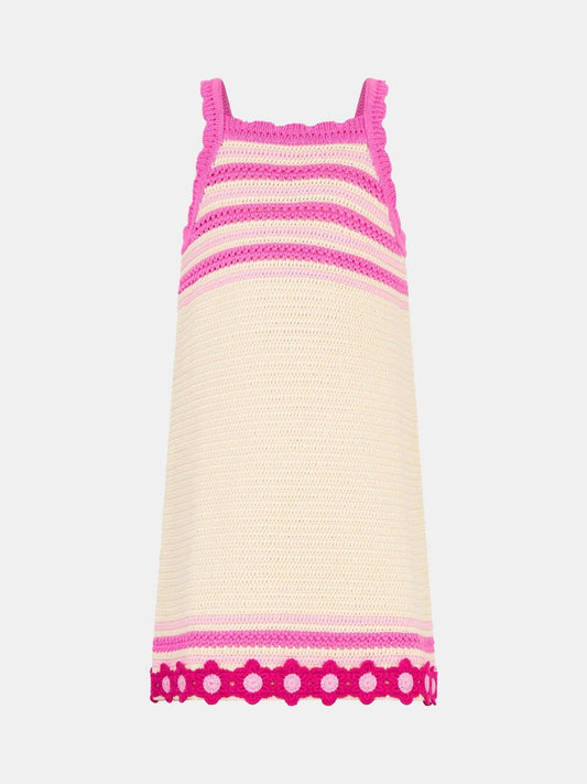 Angels By Accessorize Pink Flower Knit Crochet Dress image 1