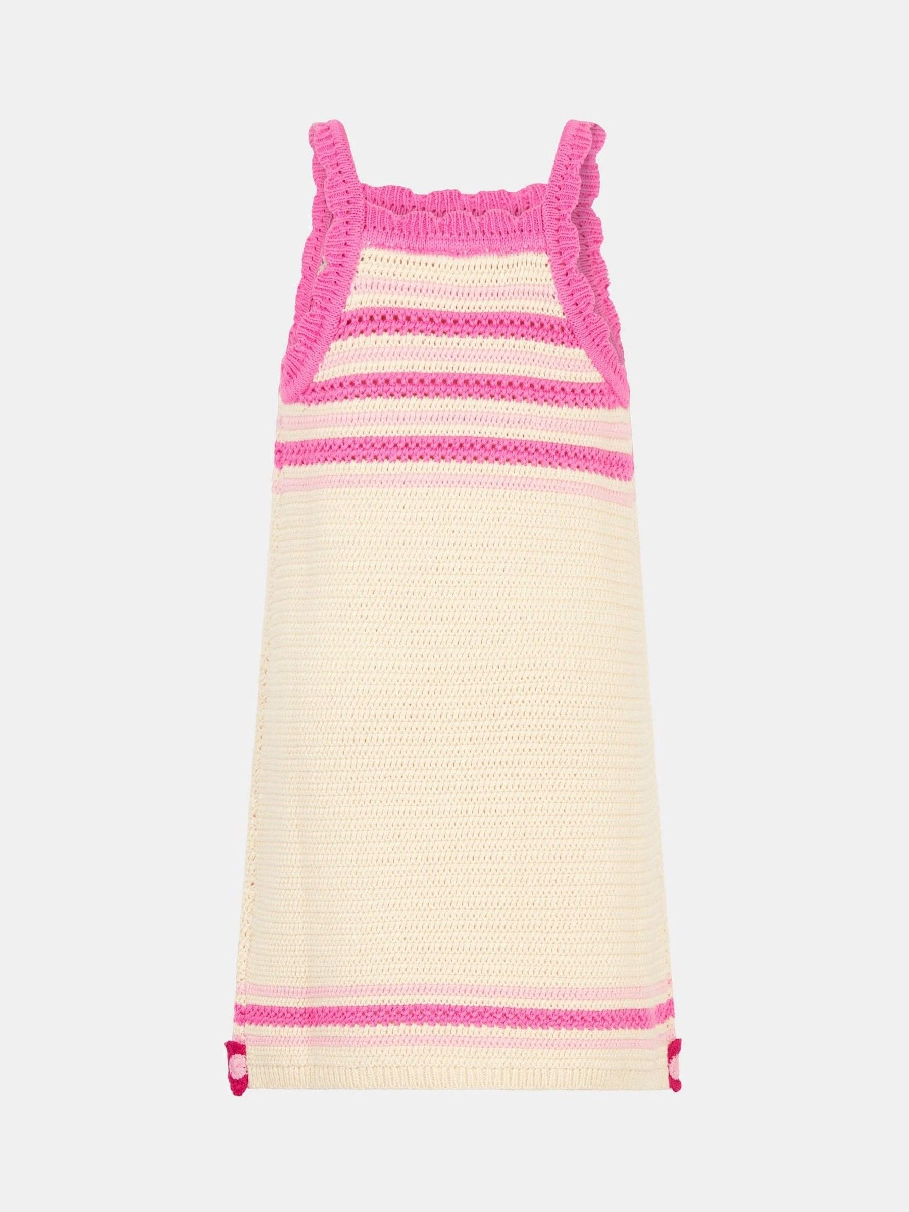 Angels By Accessorize Pink Flower Knit Crochet Dress image 2