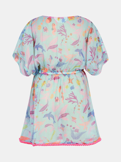 Angels By Accessorize Blue Sea Print Kaftan image 3