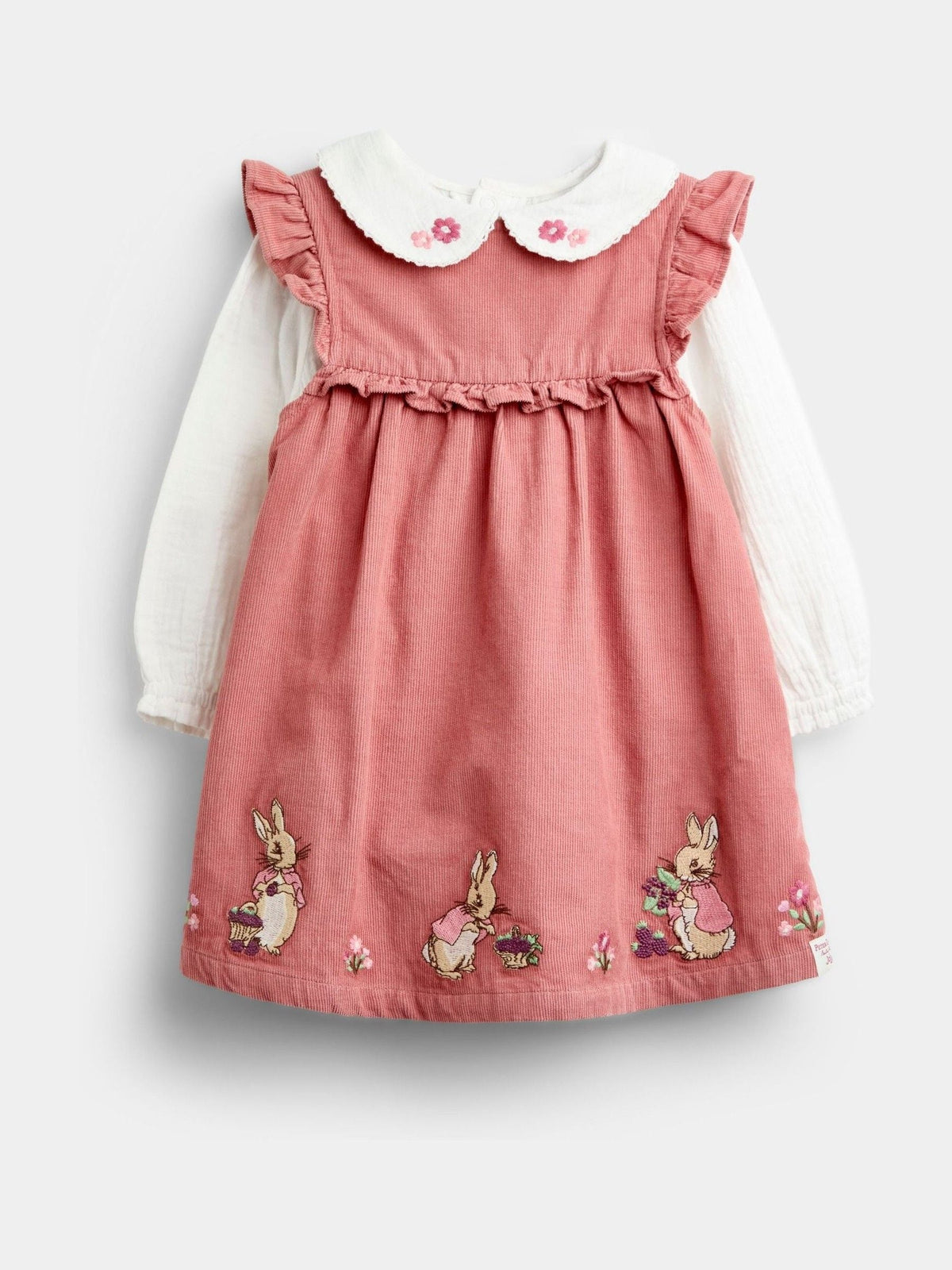 Dsiney Kidz - JoJo Maman Bébé Rose Pink Peter Rabbit™ Flopsy Bunny Cord Dress & Bodysuit image 1