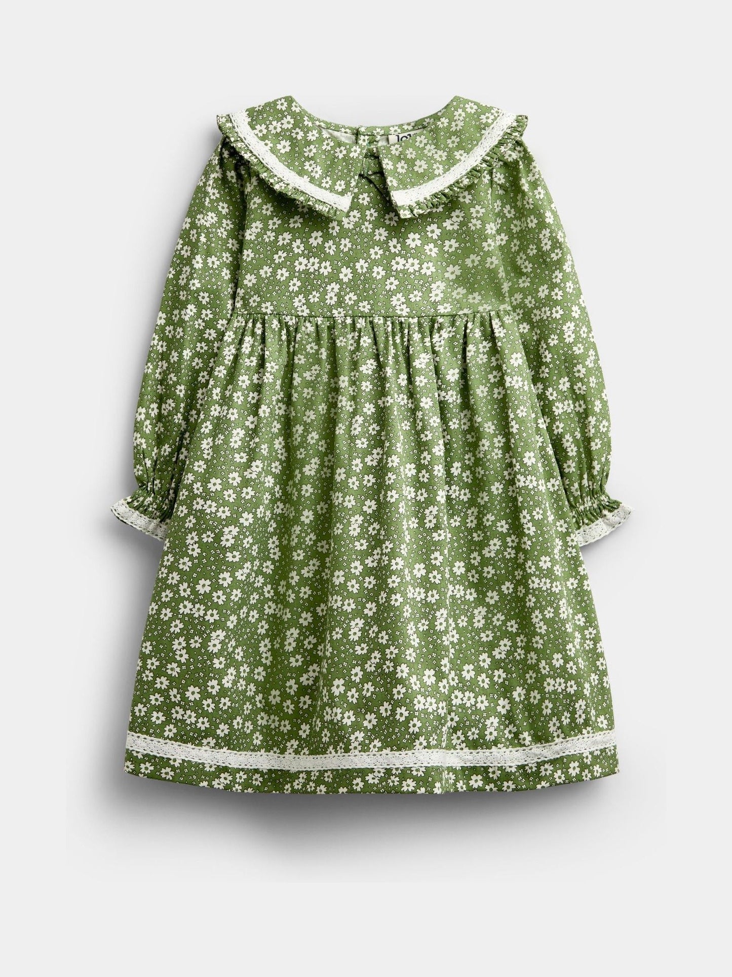 Dsiney Kidz - JoJo Maman Bébé Olive Green Ditsy Floral Collared Floral Print Dress image 1