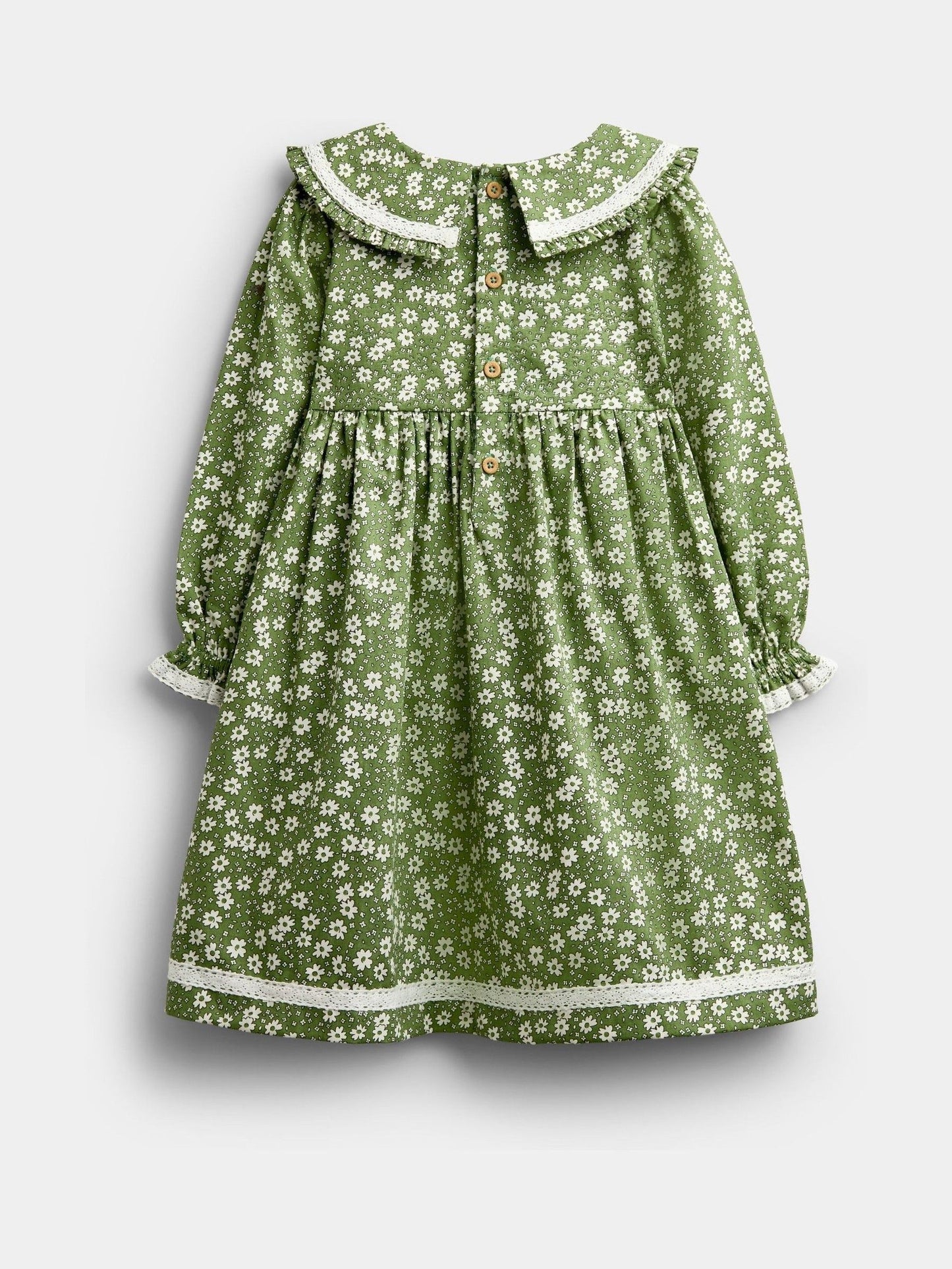Dsiney Kidz - JoJo Maman Bébé Olive Green Ditsy Floral Collared Floral Print Dress image 2