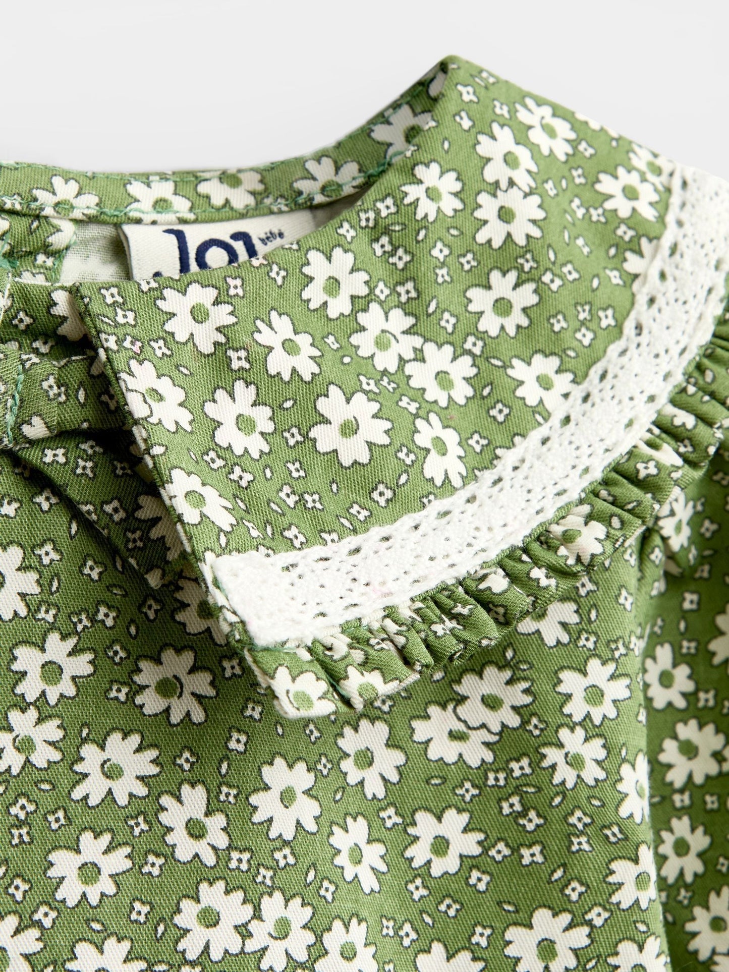 Dsiney Kidz - JoJo Maman Bébé Olive Green Ditsy Floral Collared Floral Print Dress image 3