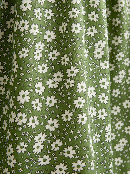 Dsiney Kidz - JoJo Maman Bébé Olive Green Ditsy Floral Collared Floral Print Dress image 4