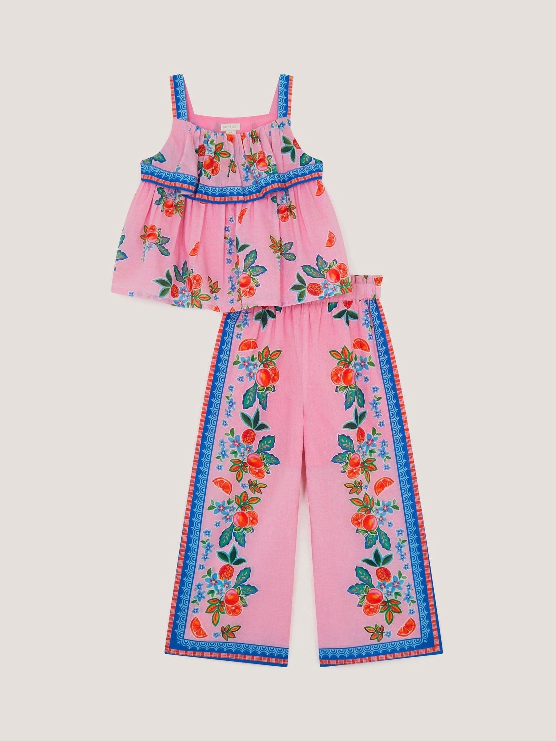 Monsoon Pink Oriana Fruity Top & Trousers Set image 1