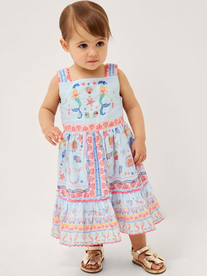 Monsoon Blue Baby Mermaid Print Dress image 1