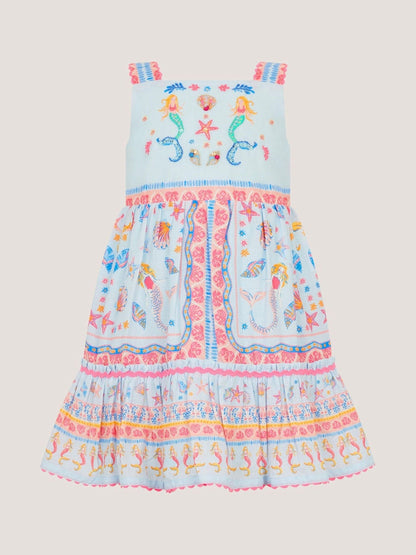 Monsoon Blue Baby Mermaid Print Dress image 2
