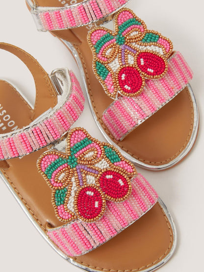 Monsoon Pink Cherry Beaded Sandals image 3