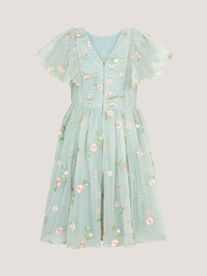 Monsoon Green Primrose Embroidered Party Dress image 3