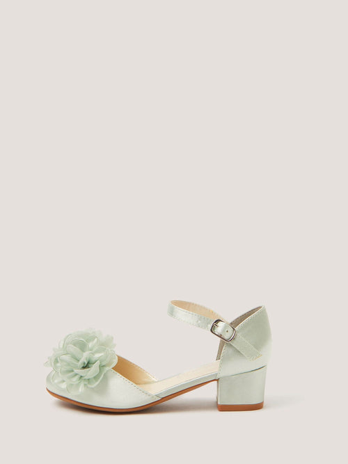 Monsoon Green Corsage Satin Heels image 1