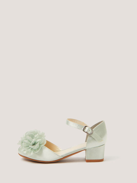 Monsoon Green Corsage Satin Heels image 1