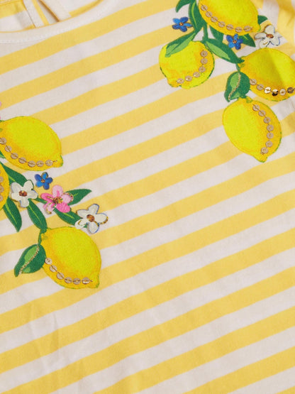 Monsoon Yellow Sequin Lemon Stripe T-Shirt image 3