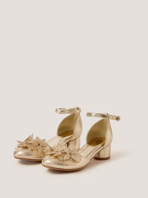 Monsoon Gold Diamanté Flower Block Heels image 1