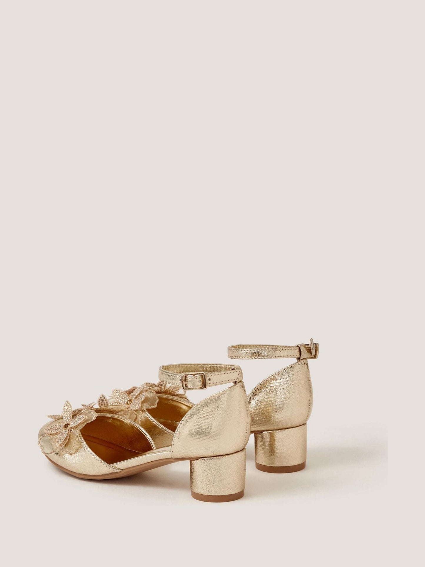 Monsoon Gold Diamanté Flower Block Heels image 2