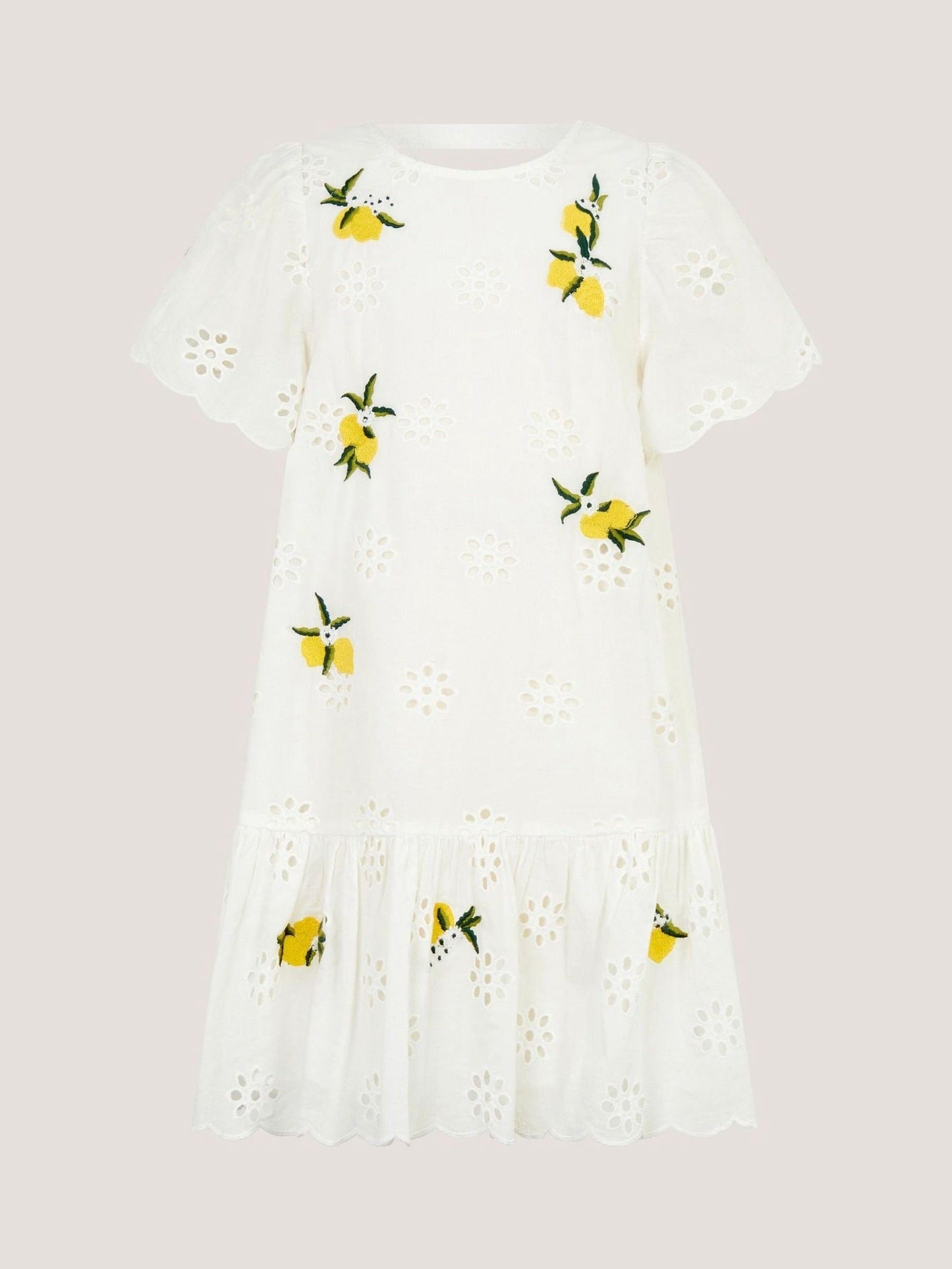 Monsoon White Lemon Embroidered Broderie Dress image 2