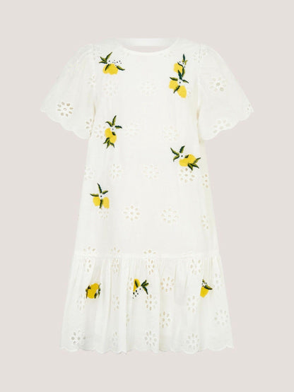 Monsoon White Lemon Embroidered Broderie Dress image 2