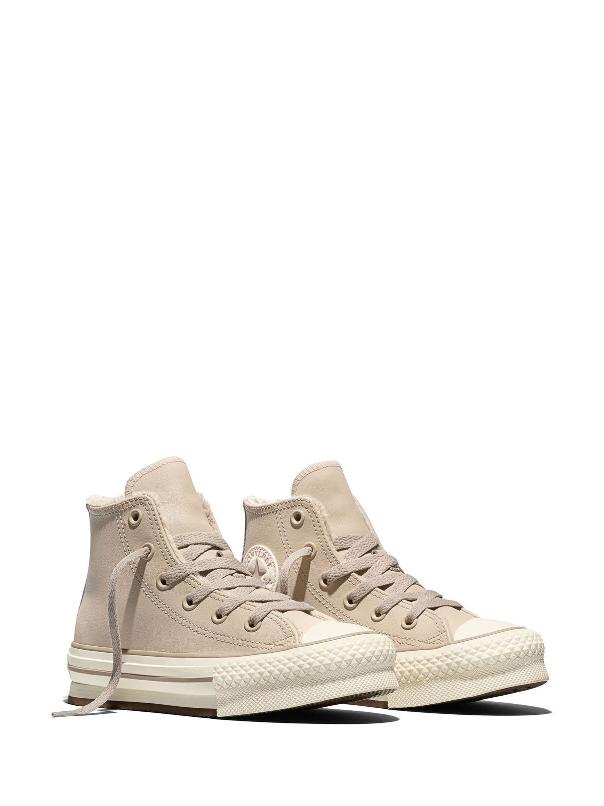 Dsiney Kidz - Converse Ecru White Chuck Taylor EVA Lift Platform Cosy Leather Trainers image 3