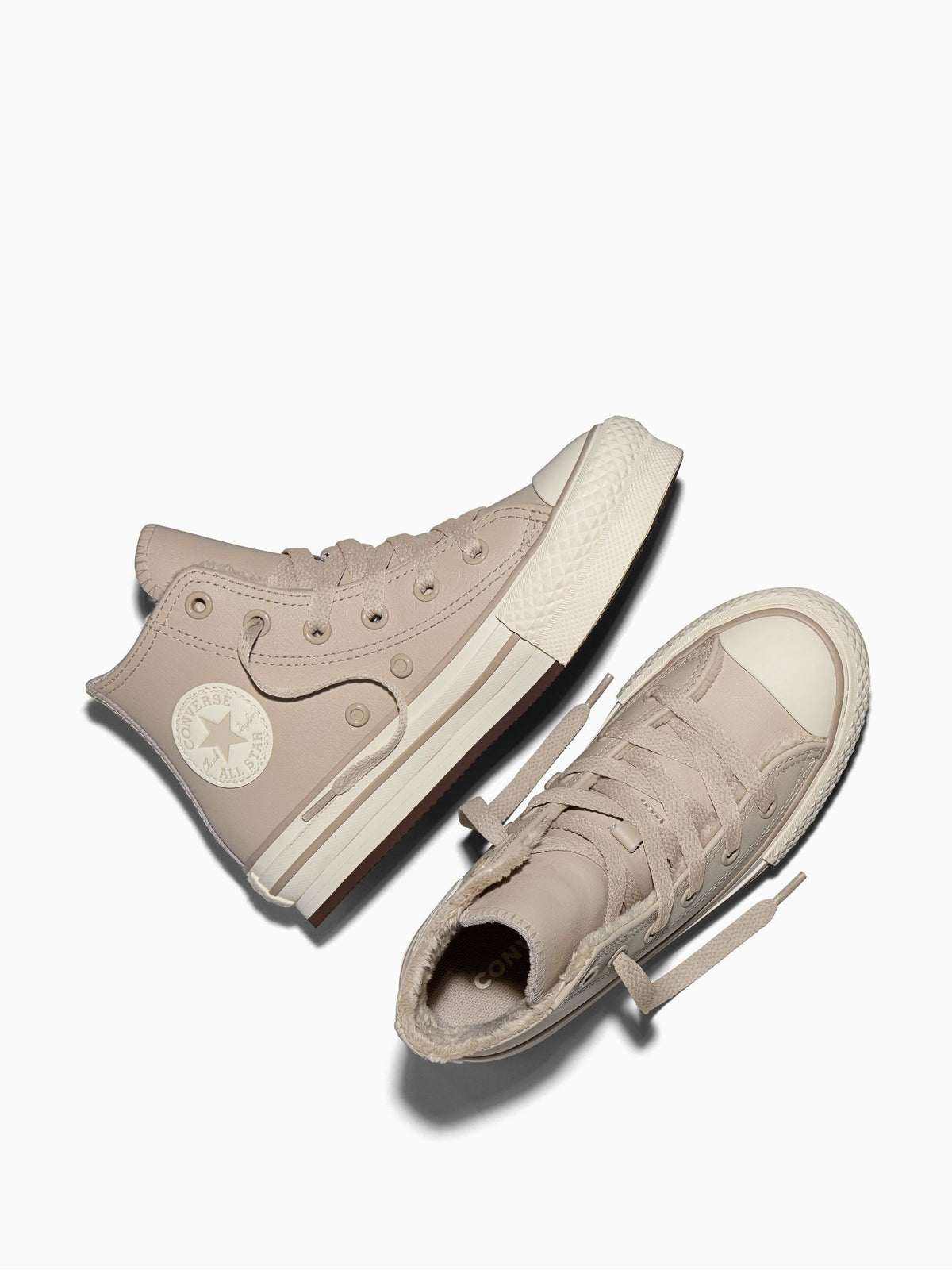 Dsiney Kidz - Converse Ecru White Chuck Taylor EVA Lift Platform Cosy Leather Trainers image 5