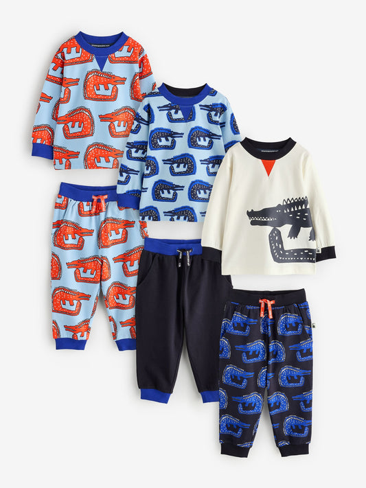 Desmond & Dempsey Kids Blue Long Sleeve Pyjamas Set 3 Pack - image 2