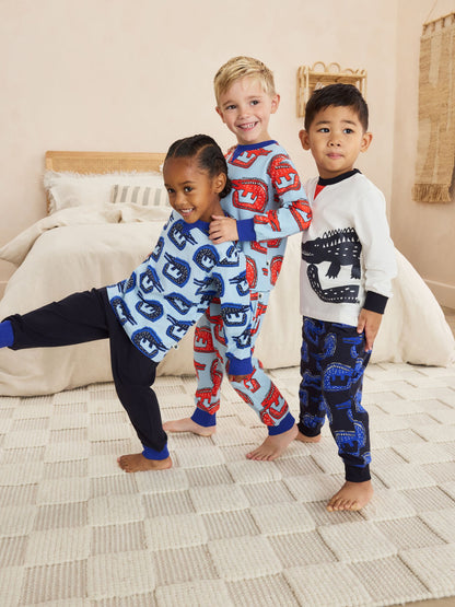 Desmond & Dempsey Kids Blue Long Sleeve Pyjamas Set 3 Pack - image 3