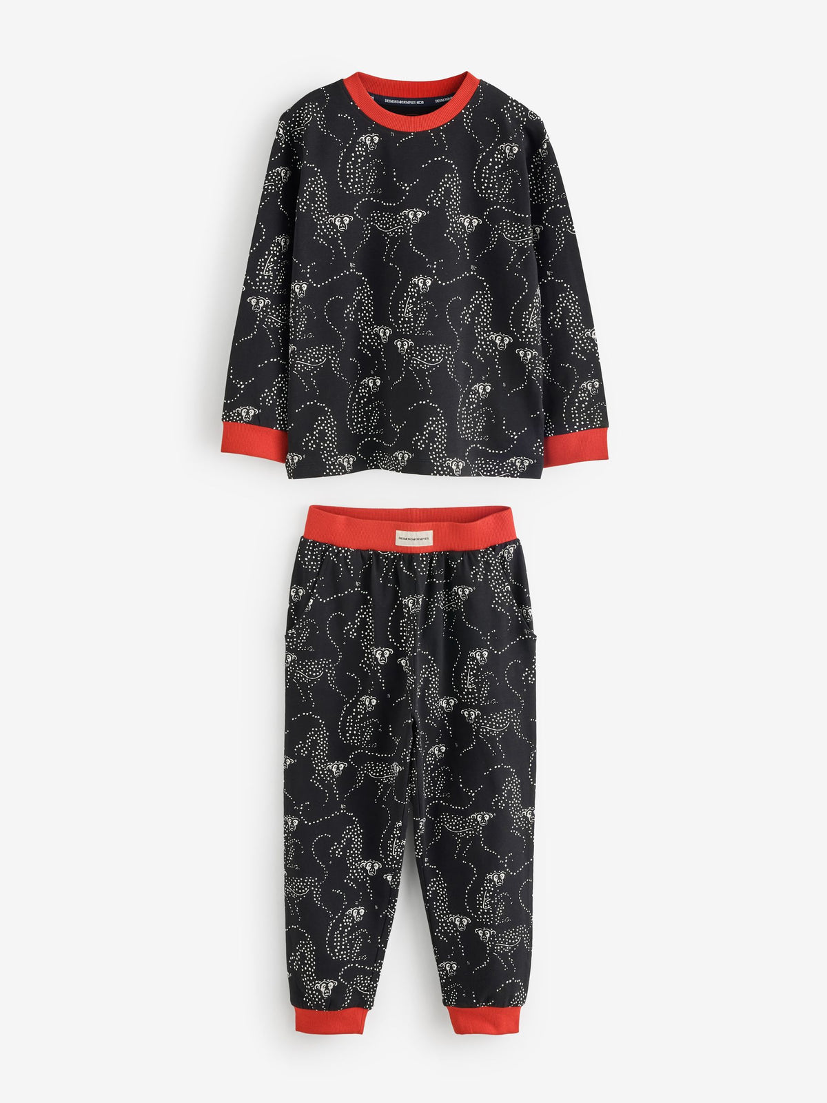 Desmond & Dempsey Kids Long Sleeve Black/Red Pyjamas Set 3 Pack - image 10