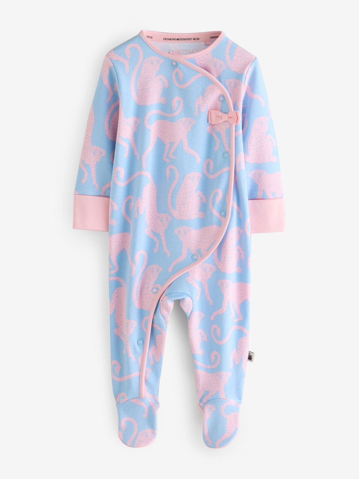 Desmond & Dempsey Kids Pink Printed Sleepsuits with Bow Deatails 3 Pack - image 2