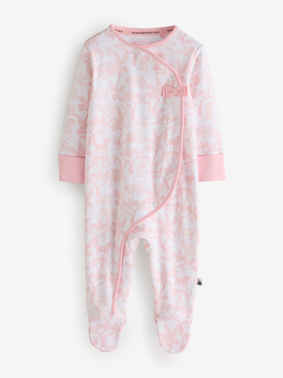 Desmond & Dempsey Kids Pink Printed Sleepsuits with Bow Deatails 3 Pack - image 3