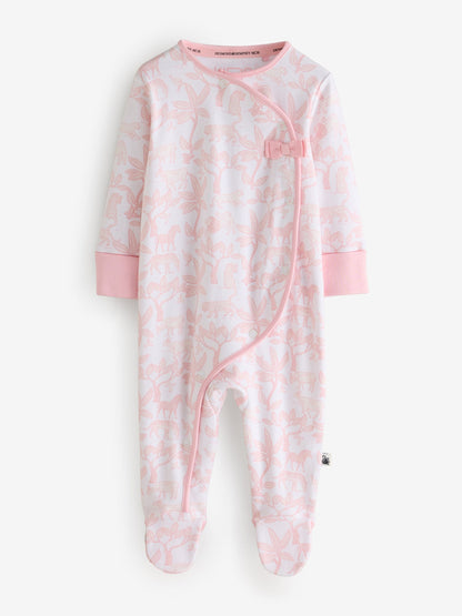 Desmond & Dempsey Kids Pink Printed Sleepsuits with Bow Deatails 3 Pack - image 3