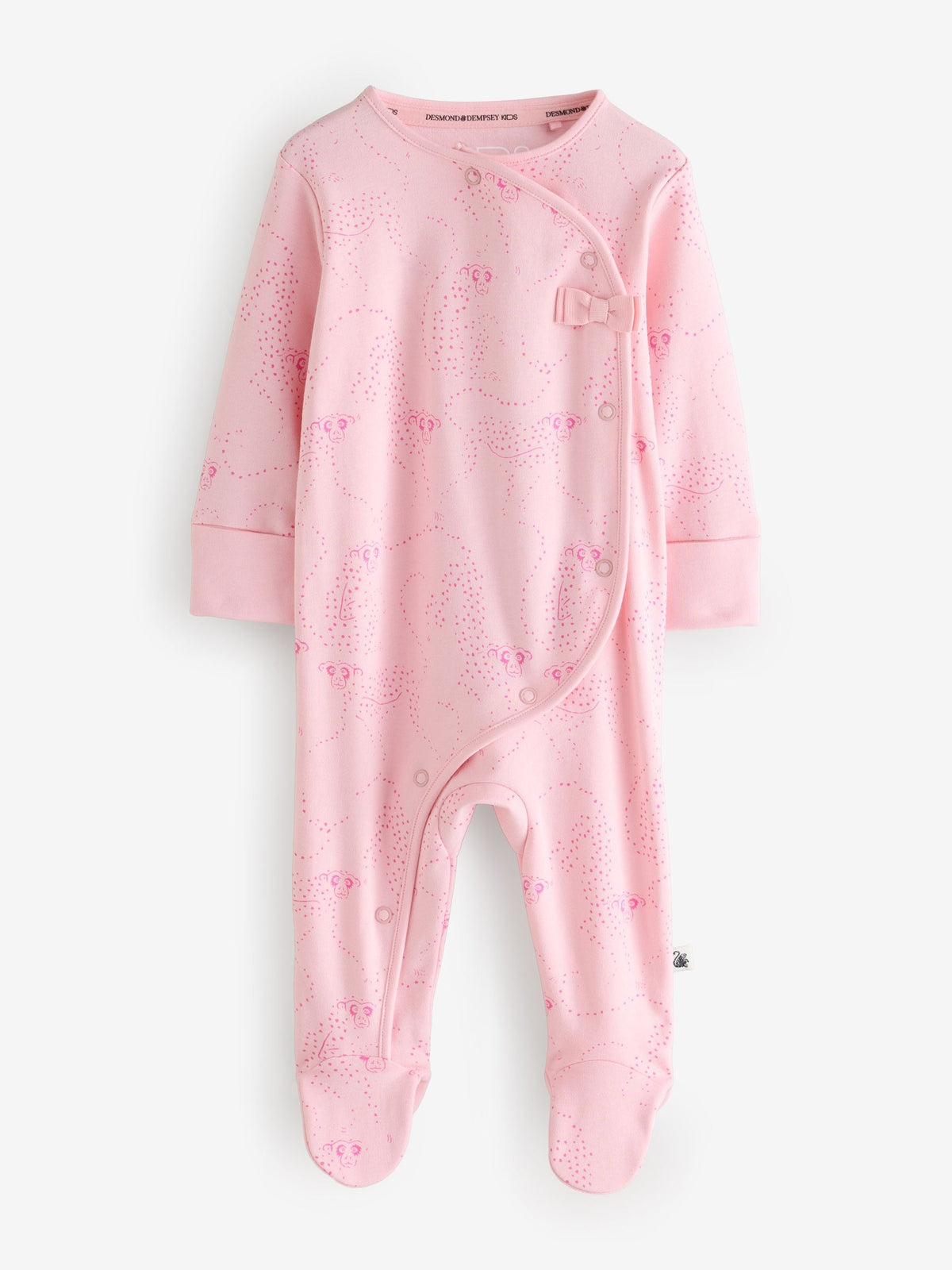Desmond & Dempsey Kids Pink Printed Sleepsuits with Bow Deatails 3 Pack - image 4