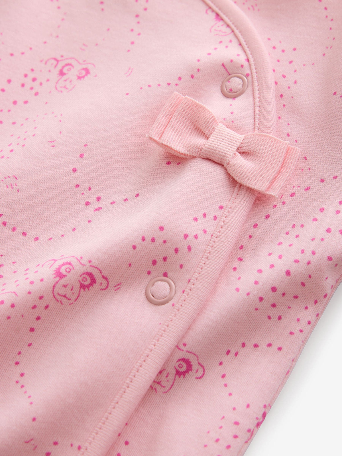 Desmond & Dempsey Kids Pink Printed Sleepsuits with Bow Deatails 3 Pack - image 7