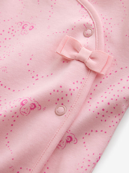 Desmond & Dempsey Kids Pink Printed Sleepsuits with Bow Deatails 3 Pack - image 7
