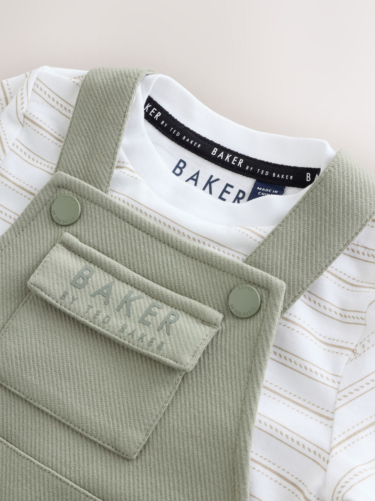 Baker by Ted Baker Green 2 Piece Dungaree and Stripe T-Shirts Set - image 5
