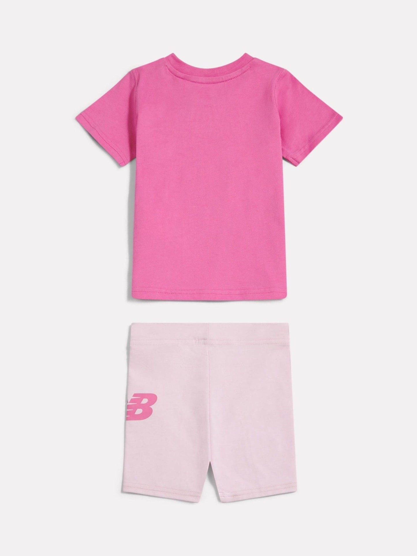 New Balance Pink Stacked Logo T-Shirt and Cycle Shorts image 2