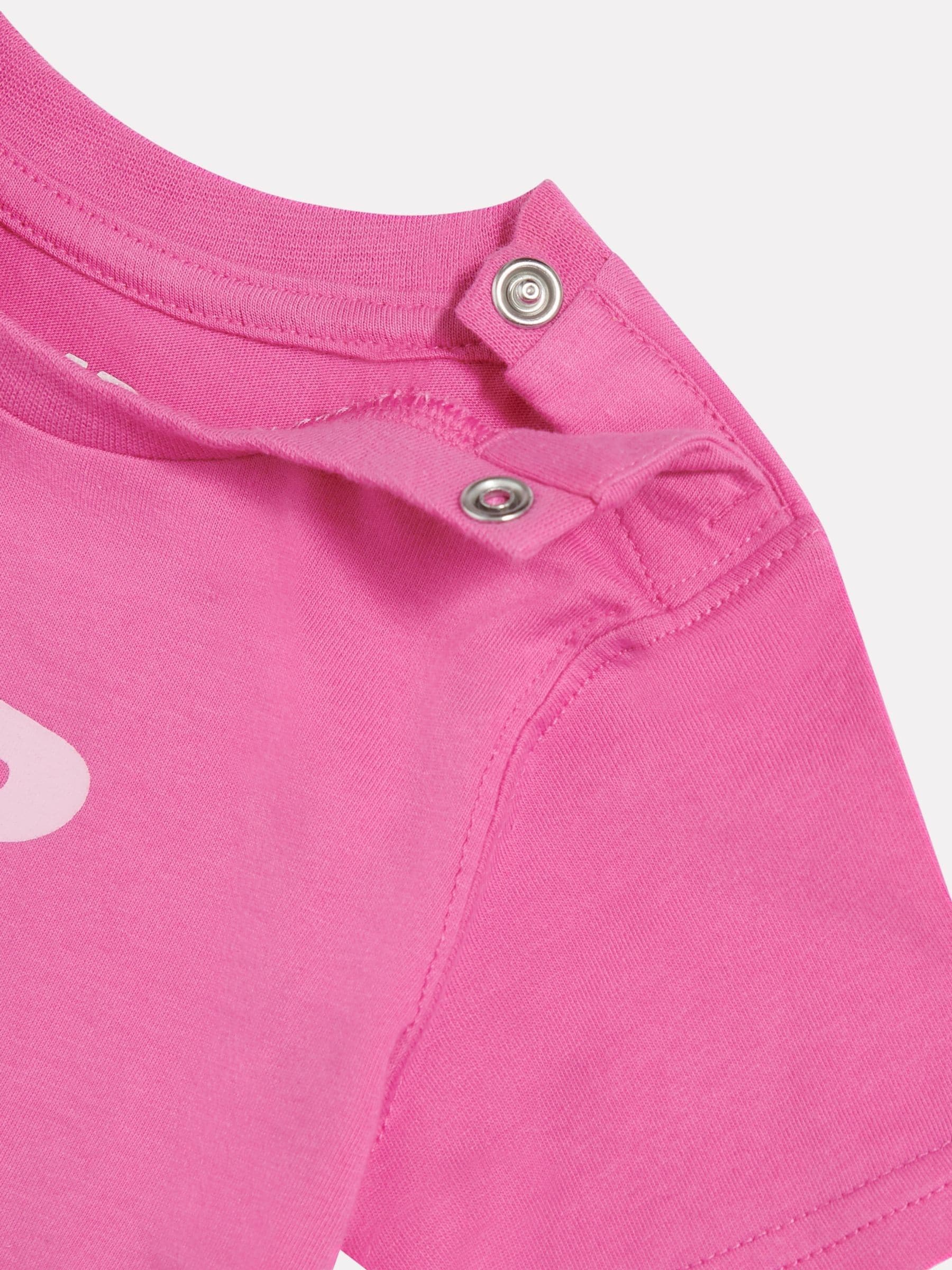 New Balance Pink Stacked Logo T-Shirt and Cycle Shorts image 4