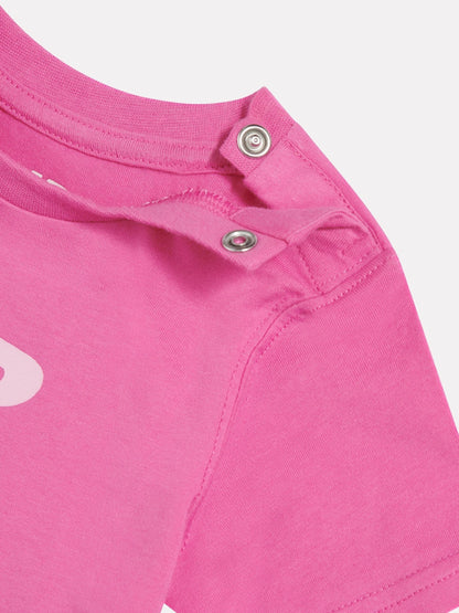 New Balance Pink Stacked Logo T-Shirt and Cycle Shorts image 4