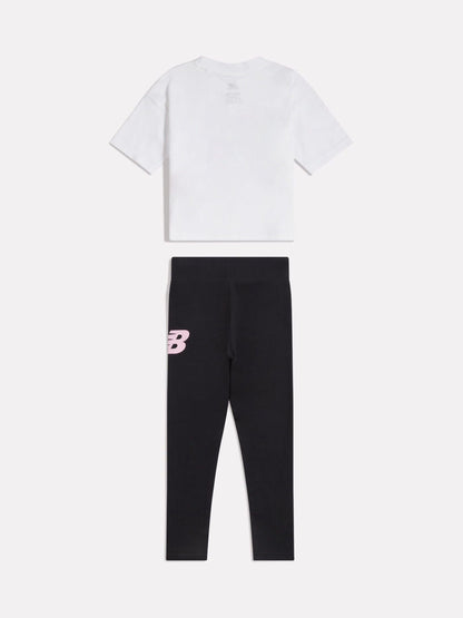 New Balance White Floral Shoe Graphic T-Shirt and Leggings Set image 2