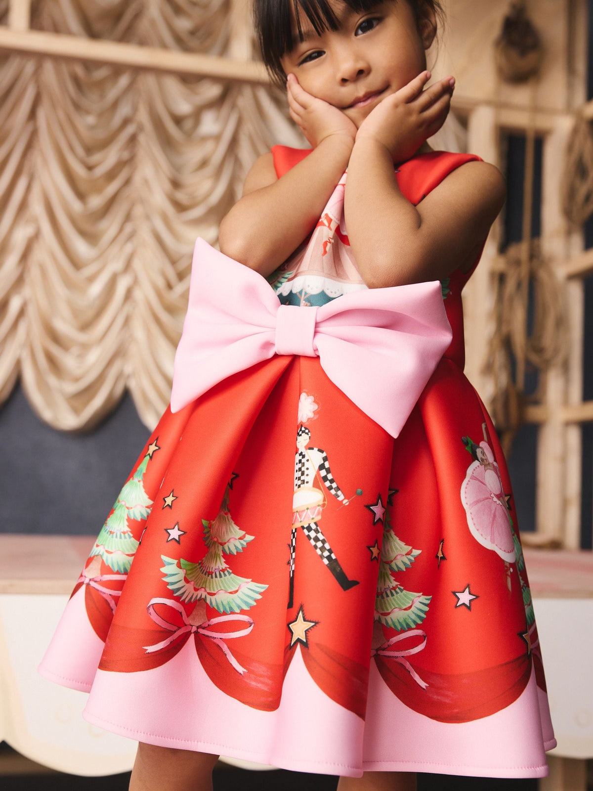 Dsiney Kidz - Chrismas Red Cath Kidston Scuba Bow Dress (3mths-7yrs) image 3