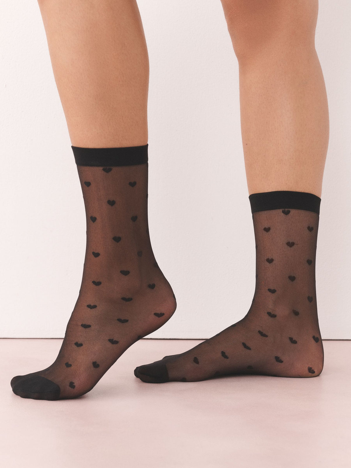 Black Mini Hearts Pattern Ankle Pop Socks 2 Pack - image 1