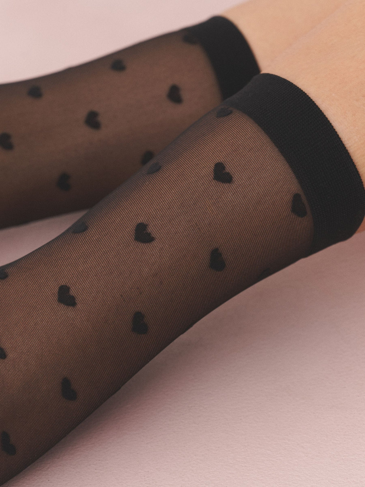 Black Mini Hearts Pattern Ankle Pop Socks 2 Pack - image 3