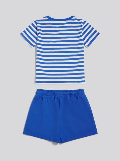 Dsiney Kidz - U.S. Polo Assn Blue Stripe V-Neck T-Shirt & Sweat Shorts Set image 2
