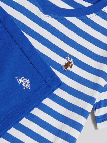 Dsiney Kidz - U.S. Polo Assn Blue Stripe V-Neck T-Shirt & Sweat Shorts Set image 3