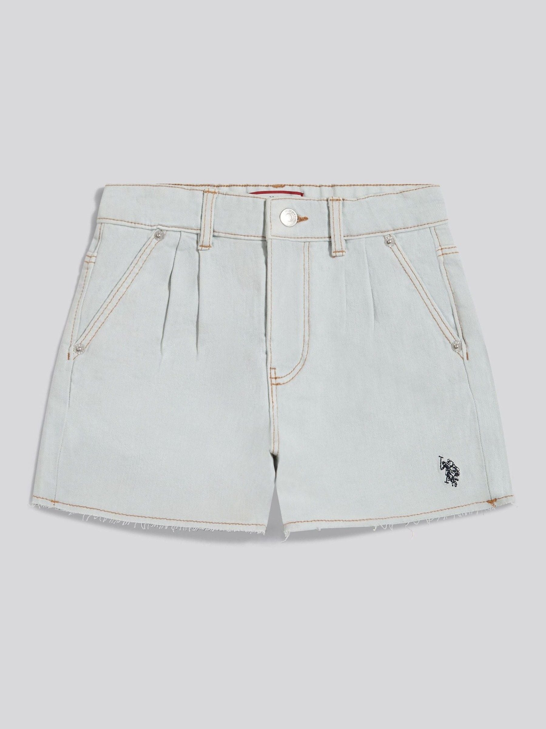 Dsiney Kidz - U.S. Polo Assn White Pleat Detail Denim Shorts image 1