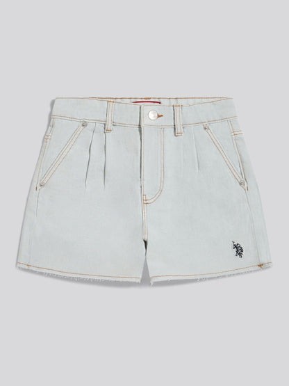Dsiney Kidz - U.S. Polo Assn White Pleat Detail Denim Shorts image 1
