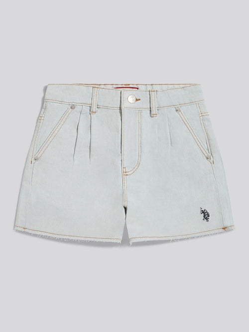 Dsiney Kidz - U.S. Polo Assn White Pleat Detail Denim Shorts image 1