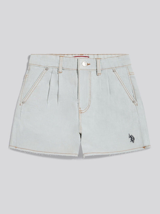 Dsiney Kidz - U.S. Polo Assn White Pleat Detail Denim Shorts image 1