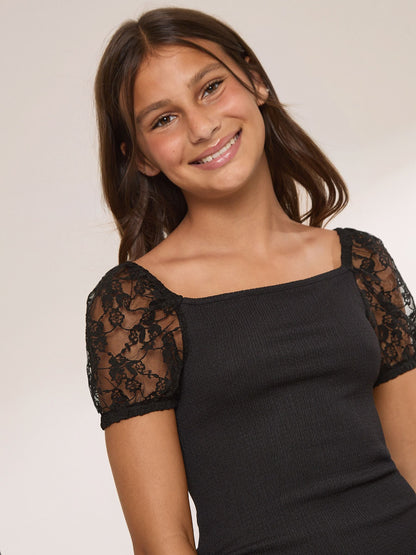 Dsiney Kidz - Lipsy Black Lace Teen Bodycon Dress (9-16yrs) image 2