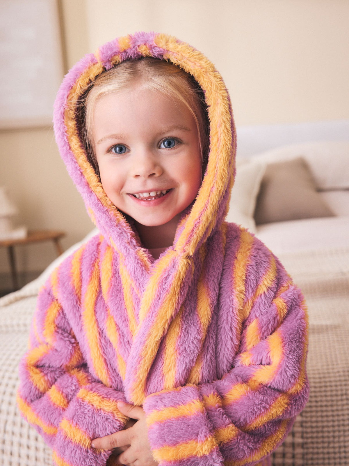 Pink/Orange Stripe Fleece Dressing Gown (9mths-16yrs) - image 5