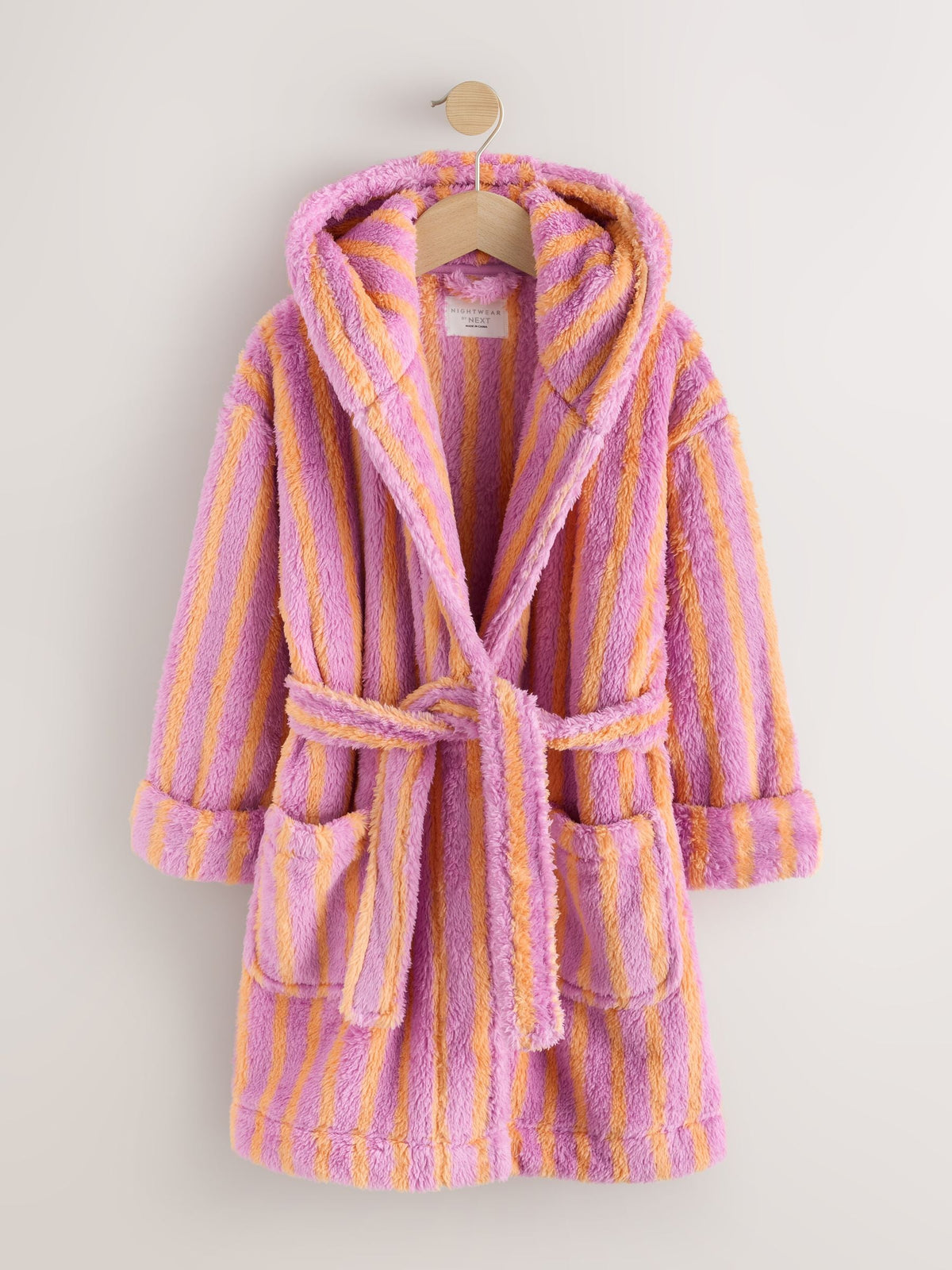 Pink/Orange Stripe Fleece Dressing Gown (9mths-16yrs) - image 6