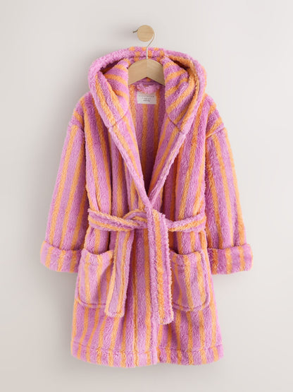 Pink/Orange Stripe Fleece Dressing Gown (9mths-16yrs) - image 6